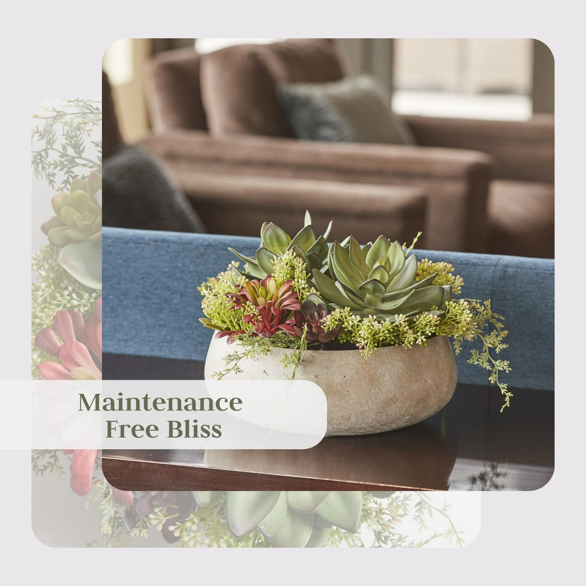 Round Faux Succulent Arrangement, 14" Premium Artificial Indoor Plant Enhances Interior Design
