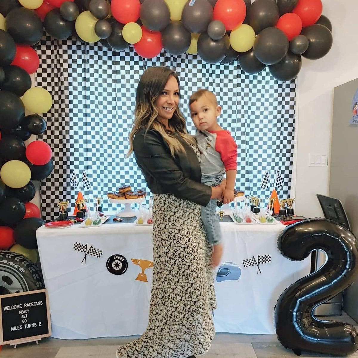 Black Foil Balloon Number 2, 40'' Giant Self Inflating Number Balloons Set 0-9, Large Number 2