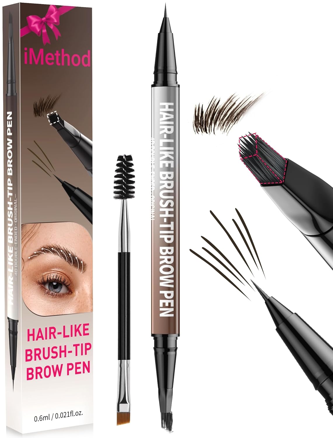 iMethod Eyebrow Pen - Eyebrow Pencil,2-in-1 Eyeliner Dual-Ended Microblading Eyebrow Pencil Long