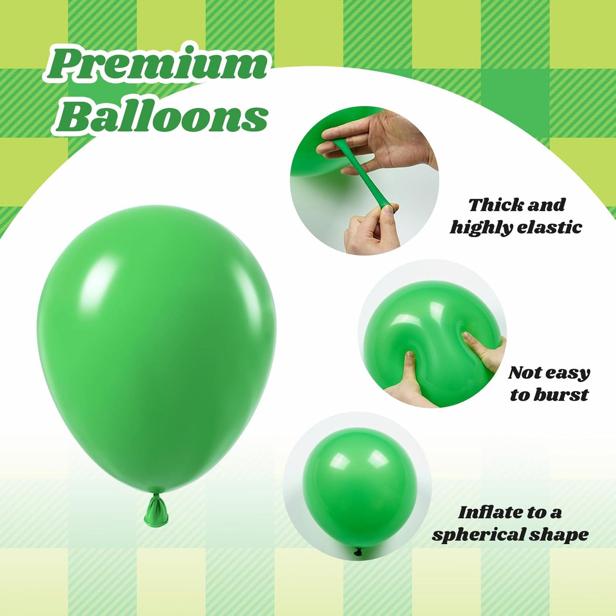 60pcs 12inch Green and Black Balloons, Black White Lime Green Confetti Balloons for Football Theme