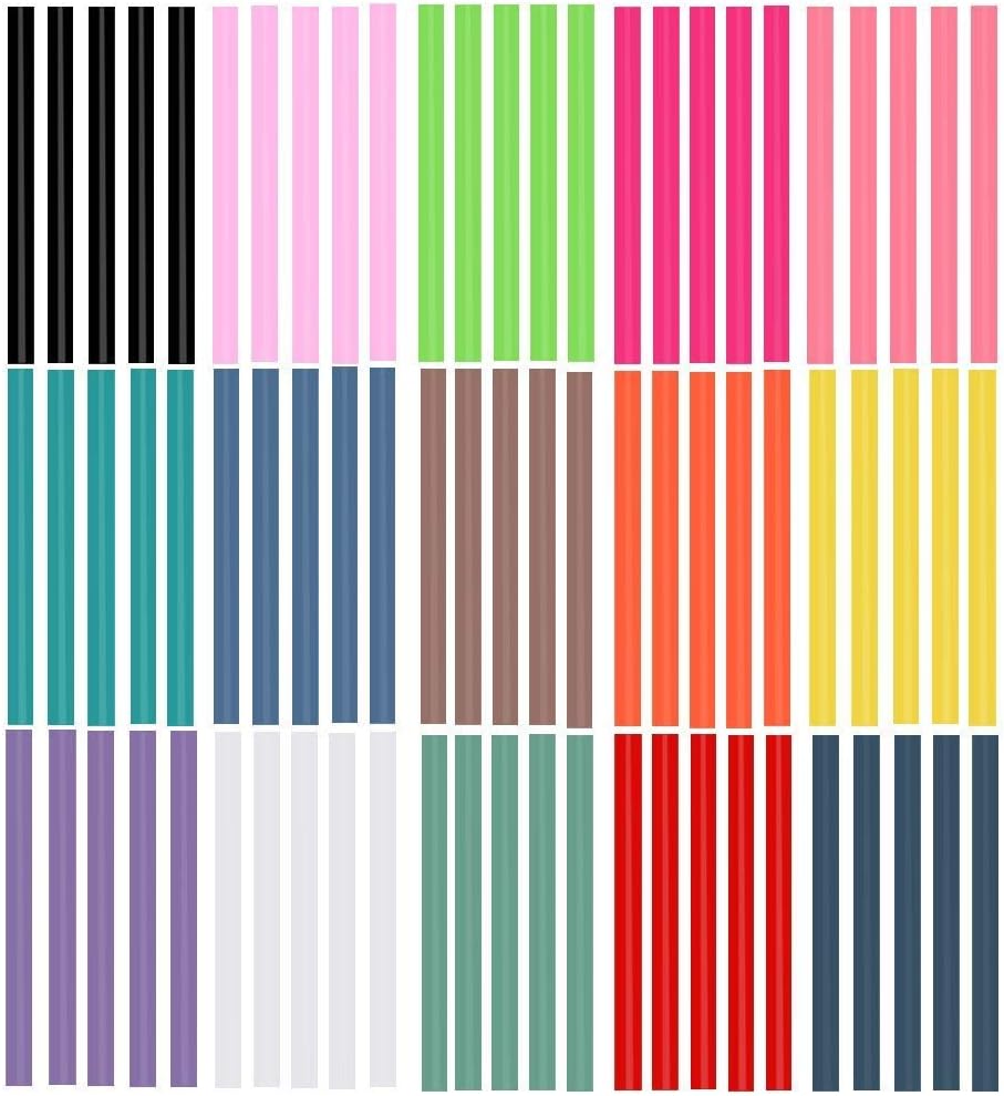 Colored Hot Glue Sticks for Hot Glue Gun 15 Colors 75 Pcs 7* 100mm Full Size Opaque Color Mini Hot