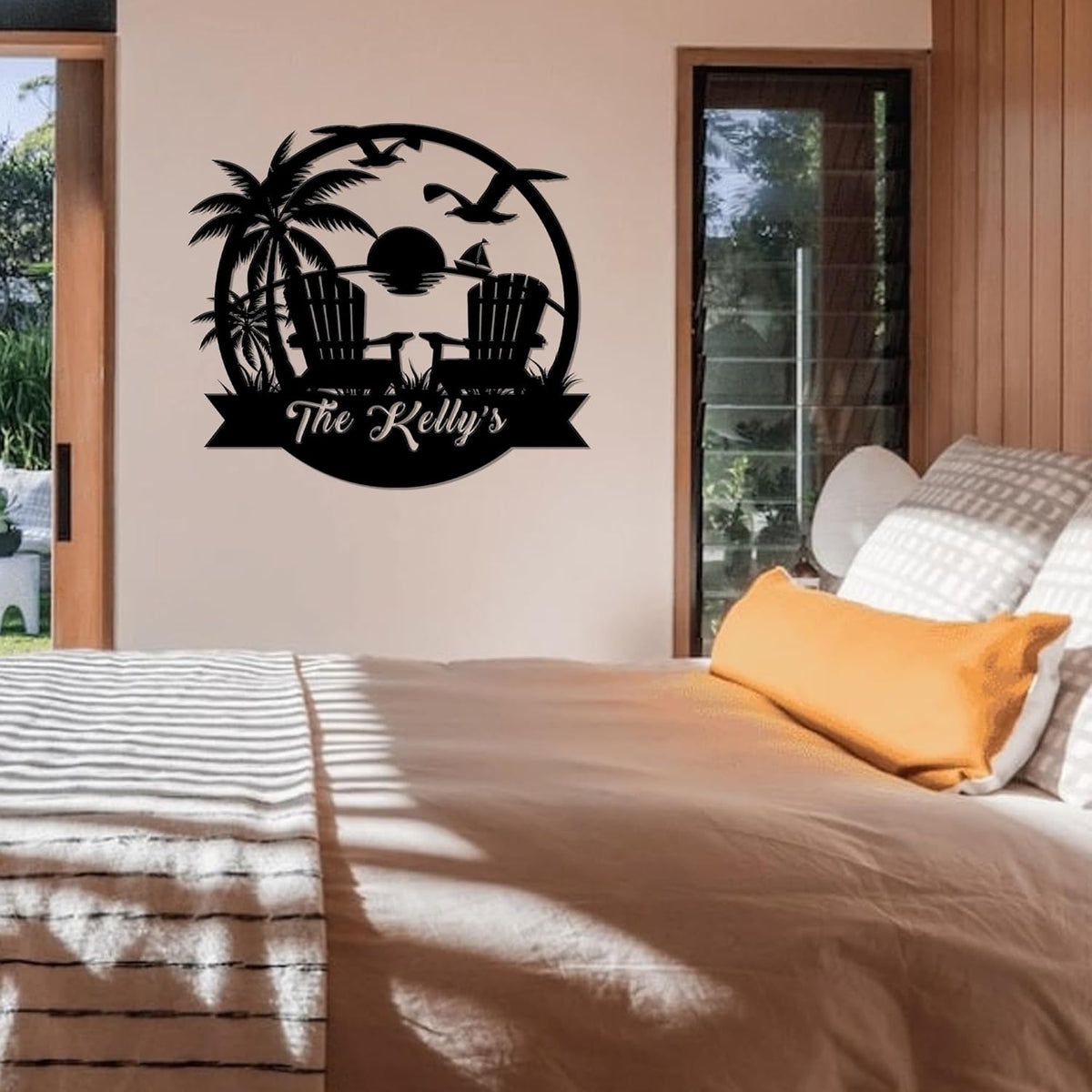 Personalized Beach Decor for Home, Custom Metal Sign Outdoor Nautical Decor, Palm Trees Coastal