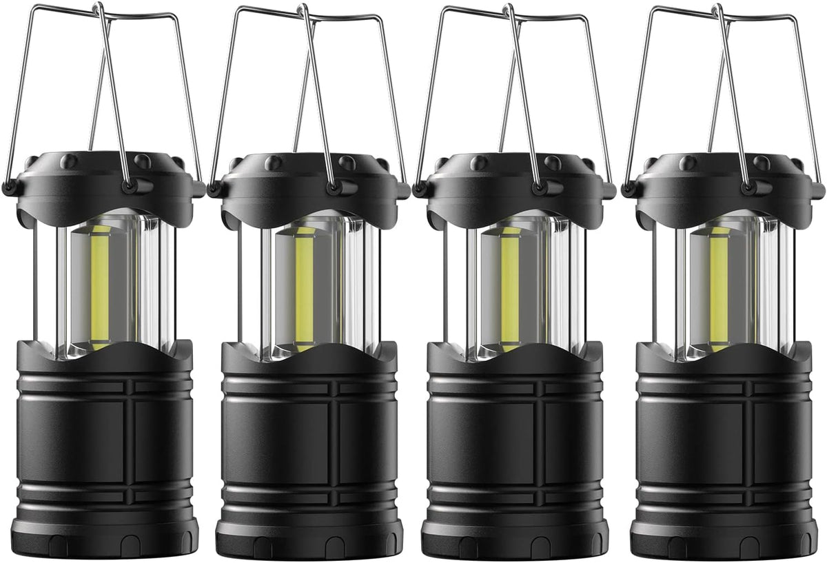 Lichamp LED Camping Lantern, 4 Pack Battery Powered Flashlight for Power Outages, Portable