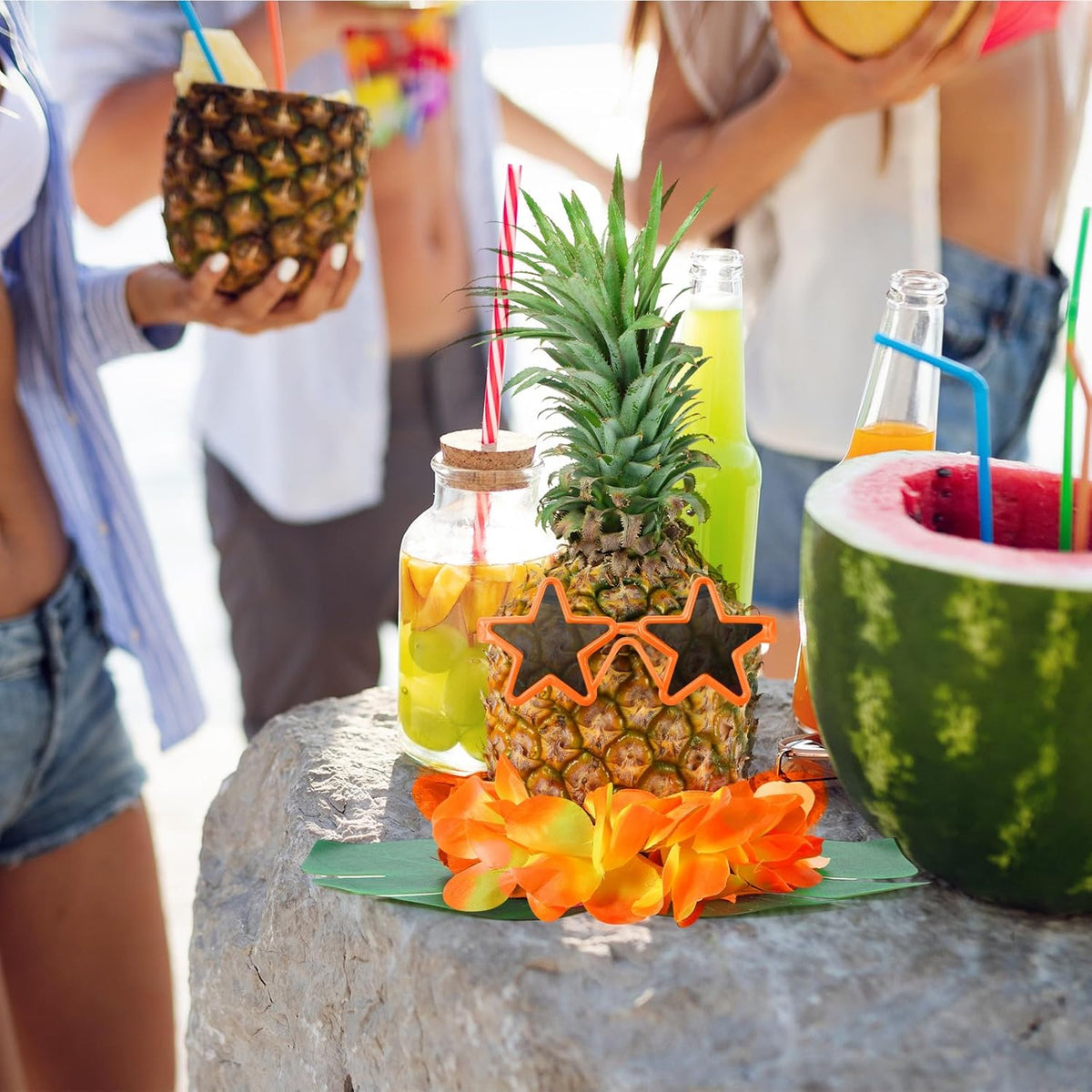 6 Sets Hawaiian Table Centerpieces Pineapple Luau Party Table Decorations Tropical Decor for Beach