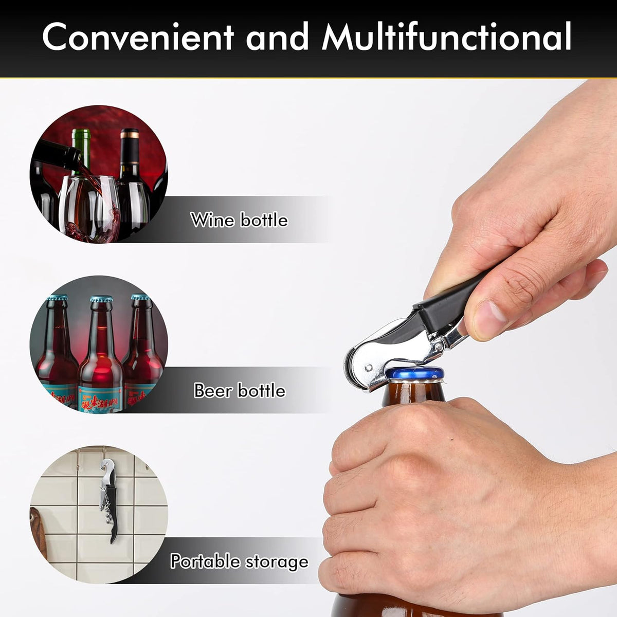 Professional Waiter Corkscrew Wine Openers Set, Heavy Duty Stainless Steel Hinges Wine Key for