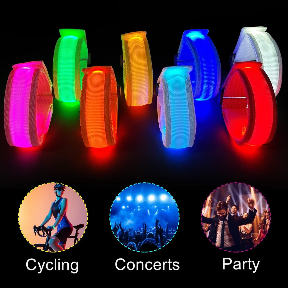 M.best 8pcs LED Light Up Bracelets Glow Flashing Wristbands Glow in The Dark Party Supplies for