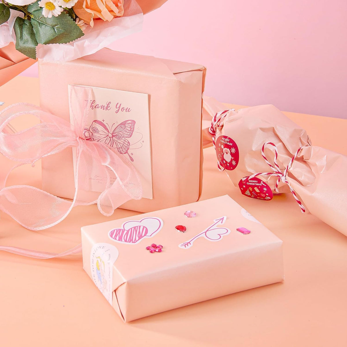Matte Wrapping Paper Roll - Solid Color Pearly 17.3Inches X 39.4Feet Pink Shimmer Gift Wrapping