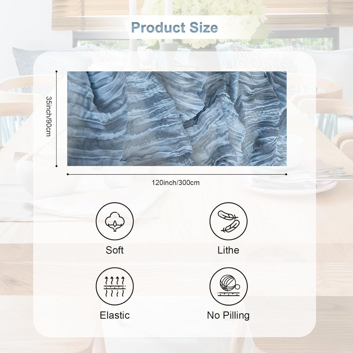 10 Pack Dusty Blue Cheesecloth Table Runner 35x120 Inch 10Ft Rustic Gauze Cheese Cloth Table Runner