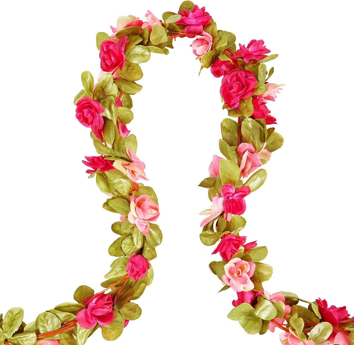 8 Pcs x 8.2 ft Flower Garland Artificial Rose Vine Flowers with Green Leaves Hanging Fake Roses