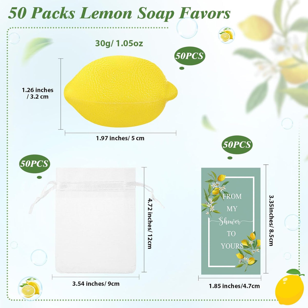 Lounsweer Set of 50 Wedding Lemon Soap Favors Mini Bridal Shower Favors Natural Lemon Shaped Soap