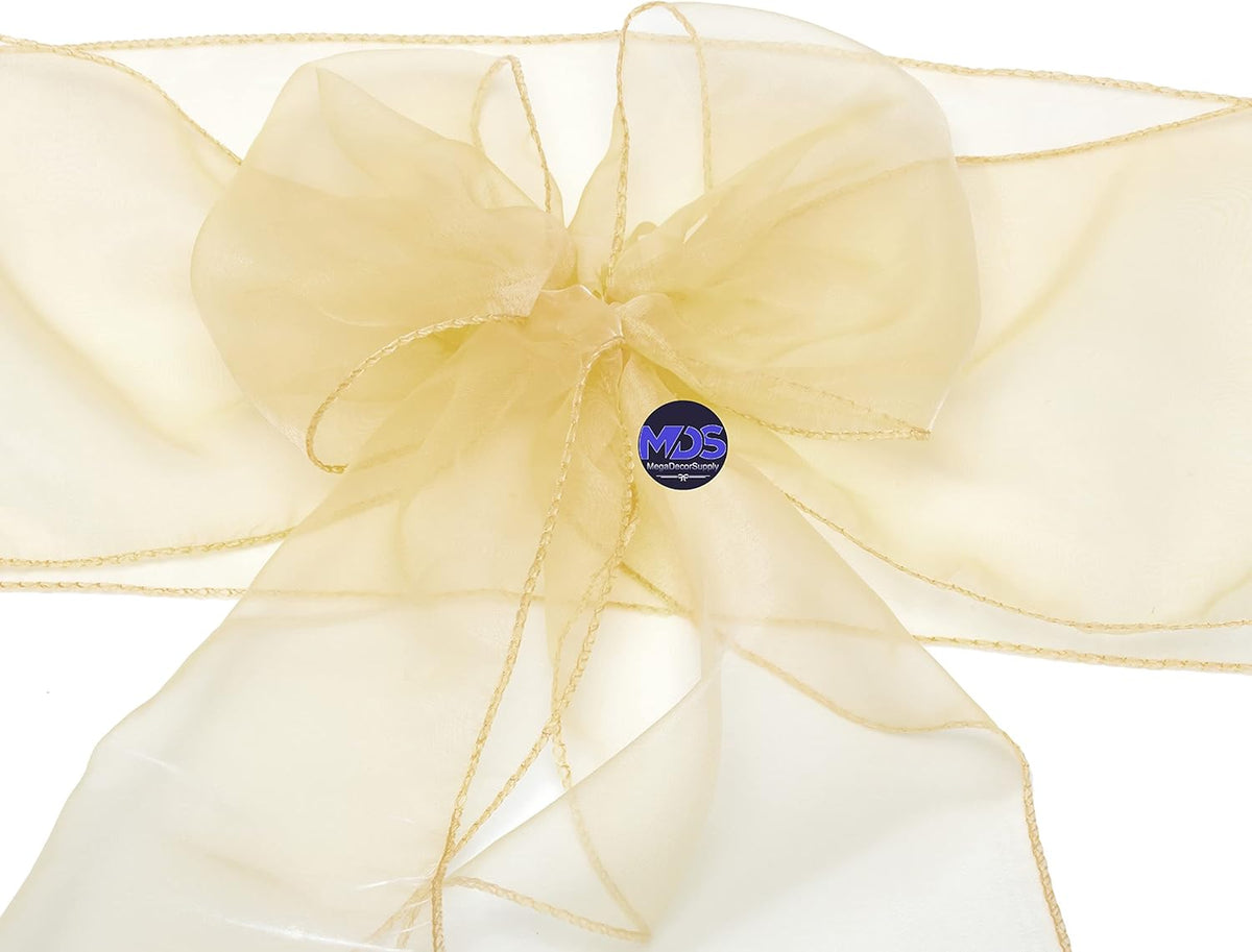 MDS Pack of 150 PCS Organza Chair Sashes Wider Dining Chair Bows Ribbon Tie Back for Wedding Party