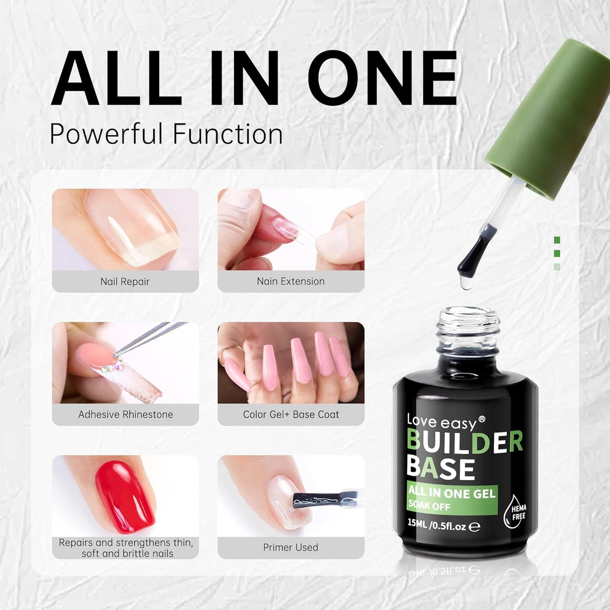 Salon-Grade Milky White Builder Gel - Hypoallergenic Strong Base Coat | Long-Lasting Adhesion (30+