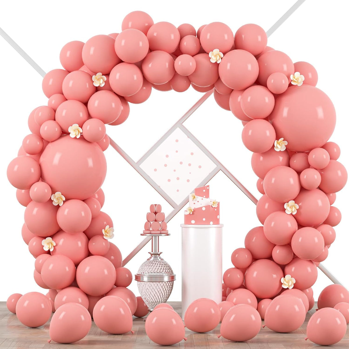 90pack Retro Pink Balloons Different Size 18/12/10/5 Inch Pink Balloon Garland Arch Kit for
