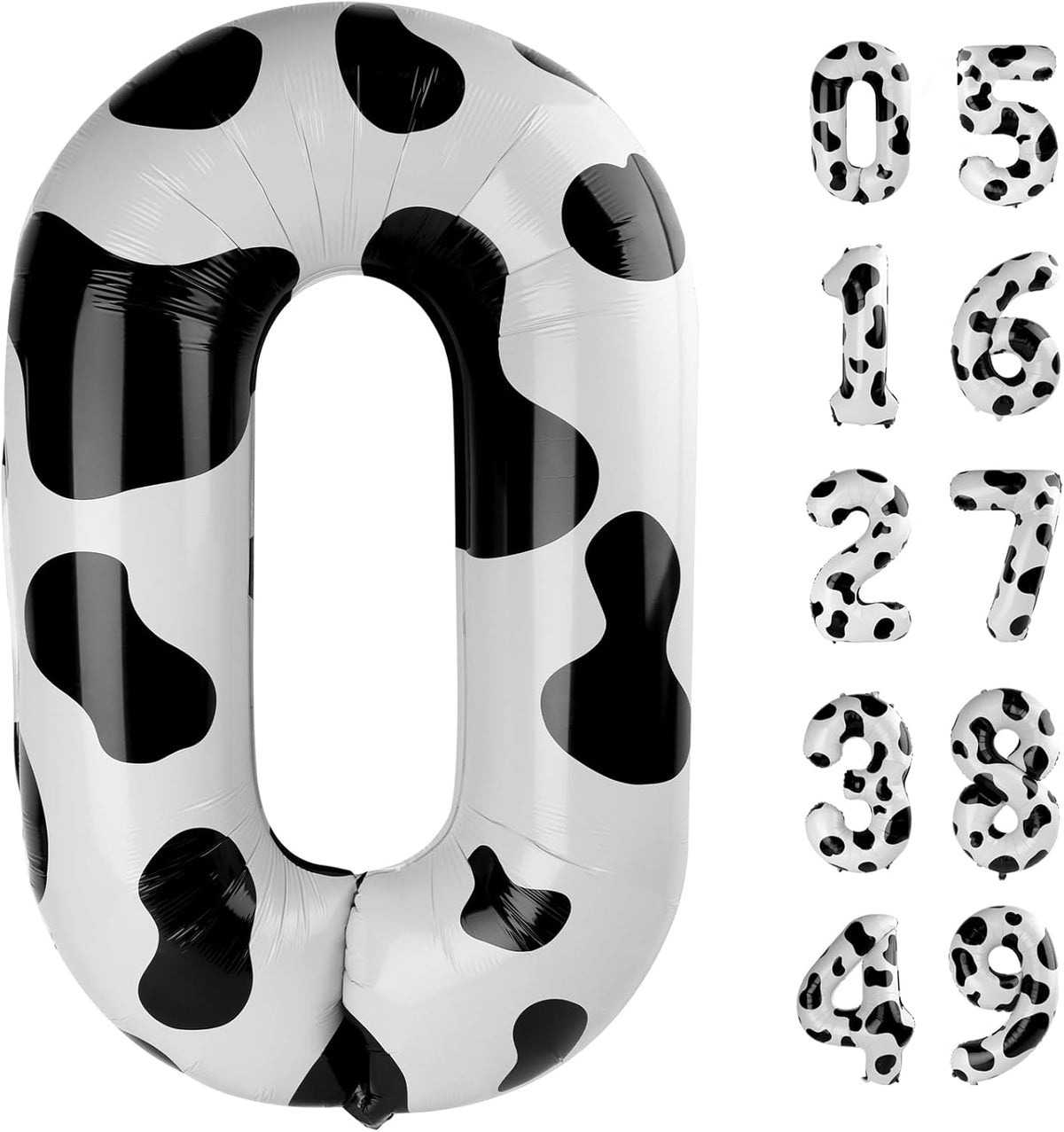 Cow Print Number Balloon Birthday Decorations, 40 inch Number balloon 0-9(Zero-Nine), Cow Balloon