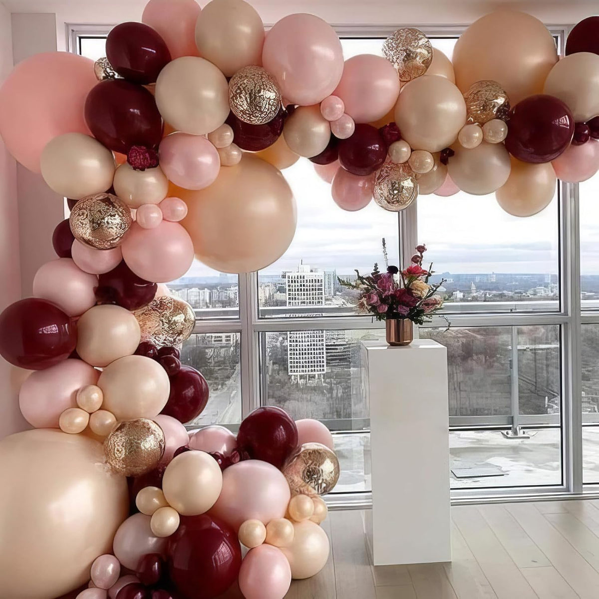 Burgundy Balloons, Rose Champagne Gold Balloons Burgundy Rose Pearl Balloon Wine Red Metallic Gold