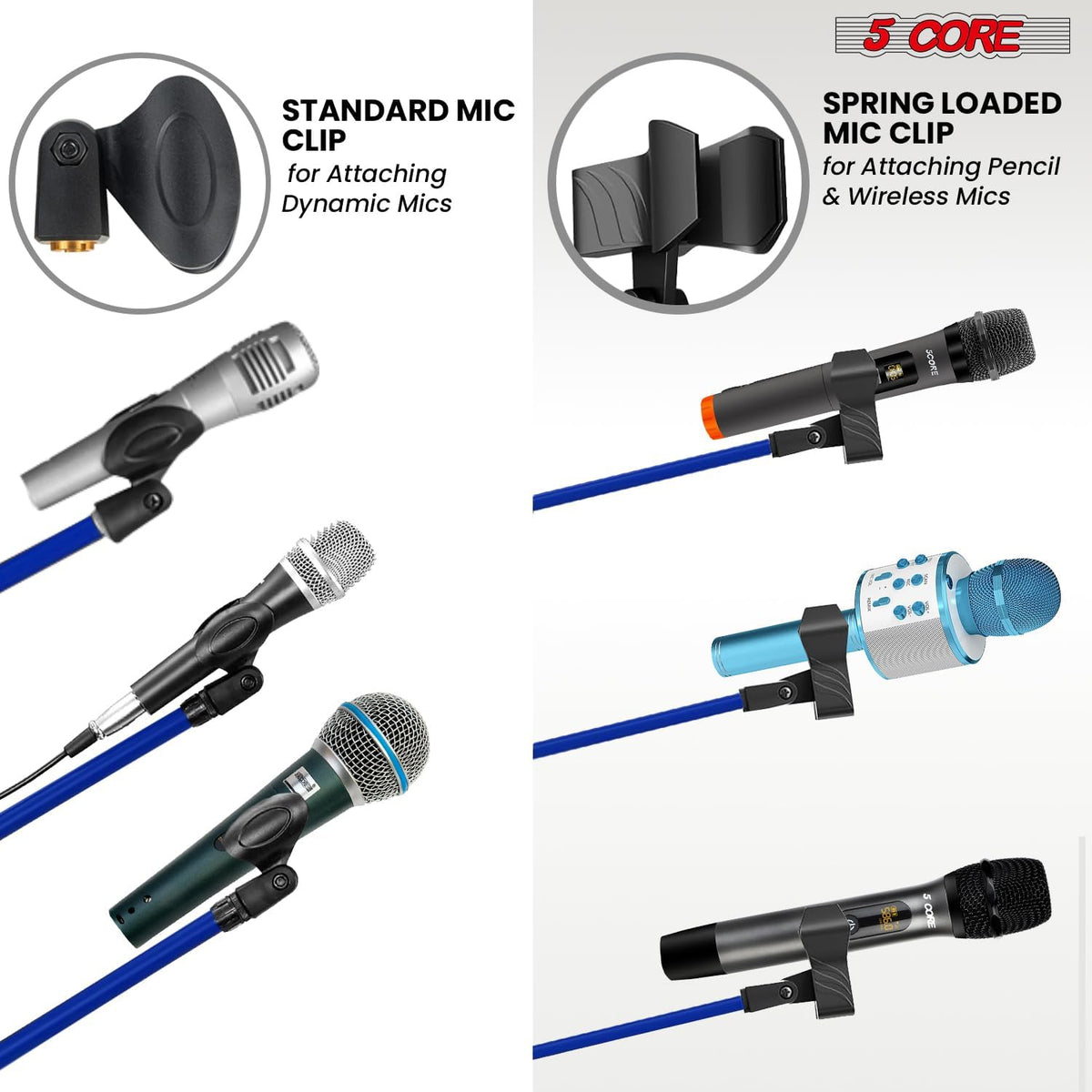 5 Core Tripod Mic Stand Floor Adjustable 18 to 72 Inches Sturdy Boom Arm Holder Microphone Stands