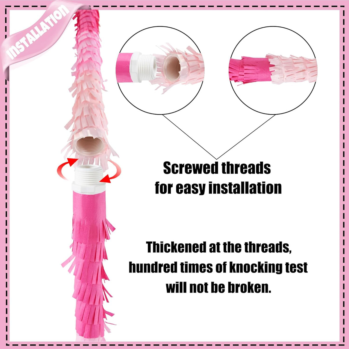 PCFING 20 Inch Number 1 Piñata Pink Gold with 30 Inch Piñata Stick Blindfold Confetti for Boys