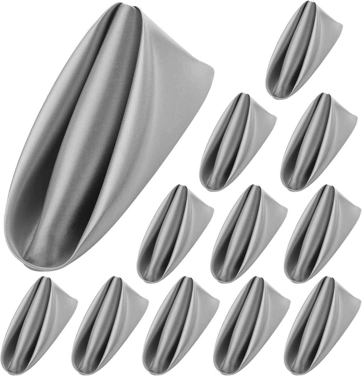 ANECO 12 Pieces Satin Napkins Soft Dinner Napkins Square Table Napkins 17 x 17 Inches for