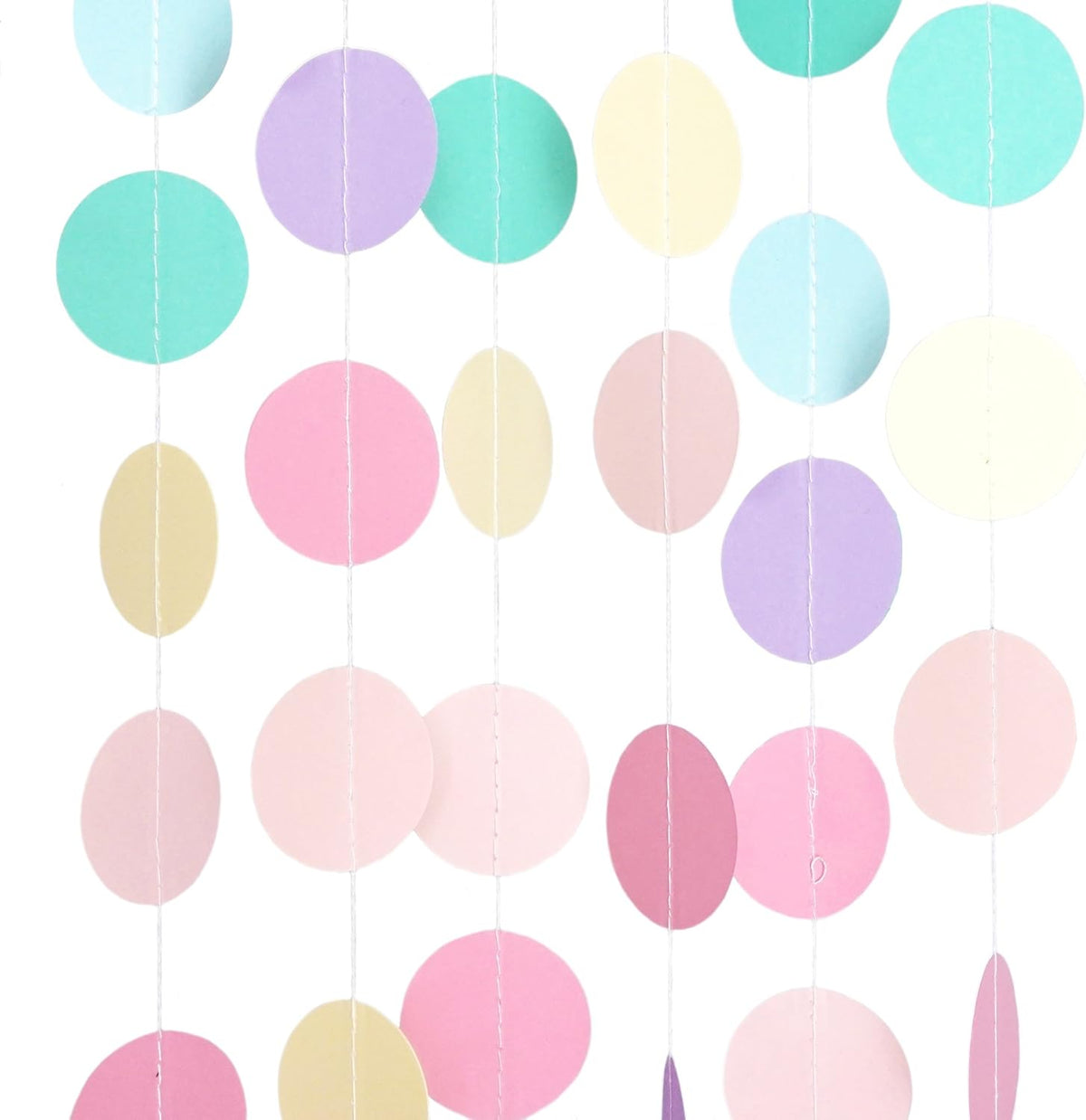 Chloe Elizabeth Circle Dots Paper Party Garland Streamer Backdrop (4-Pack, 10 Feet Per Garland, 40