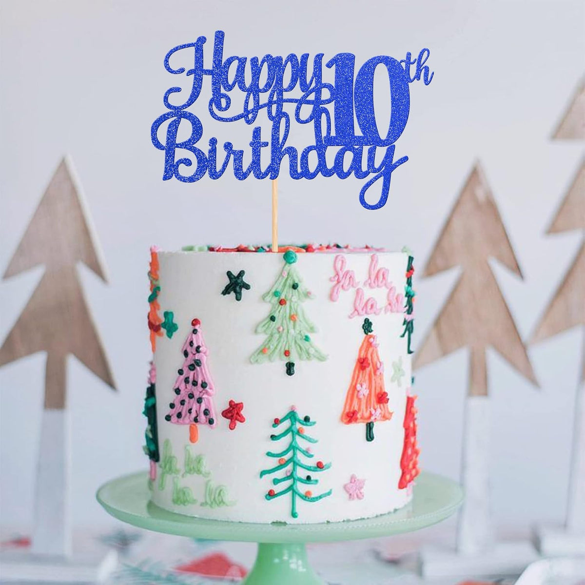 1 PCS Happy 10th Birthday Cake Topper Glitter Cheers to 10 Years Birthday Cake Pick 10 Fabulous