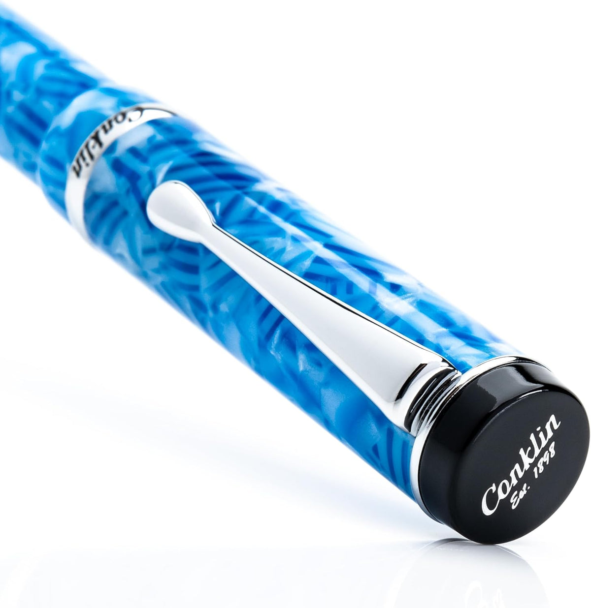 Conklin Duragraph Fountain Pen Ice Blue - Medium Nib, Timeless Writing Instrument with Cool Blue