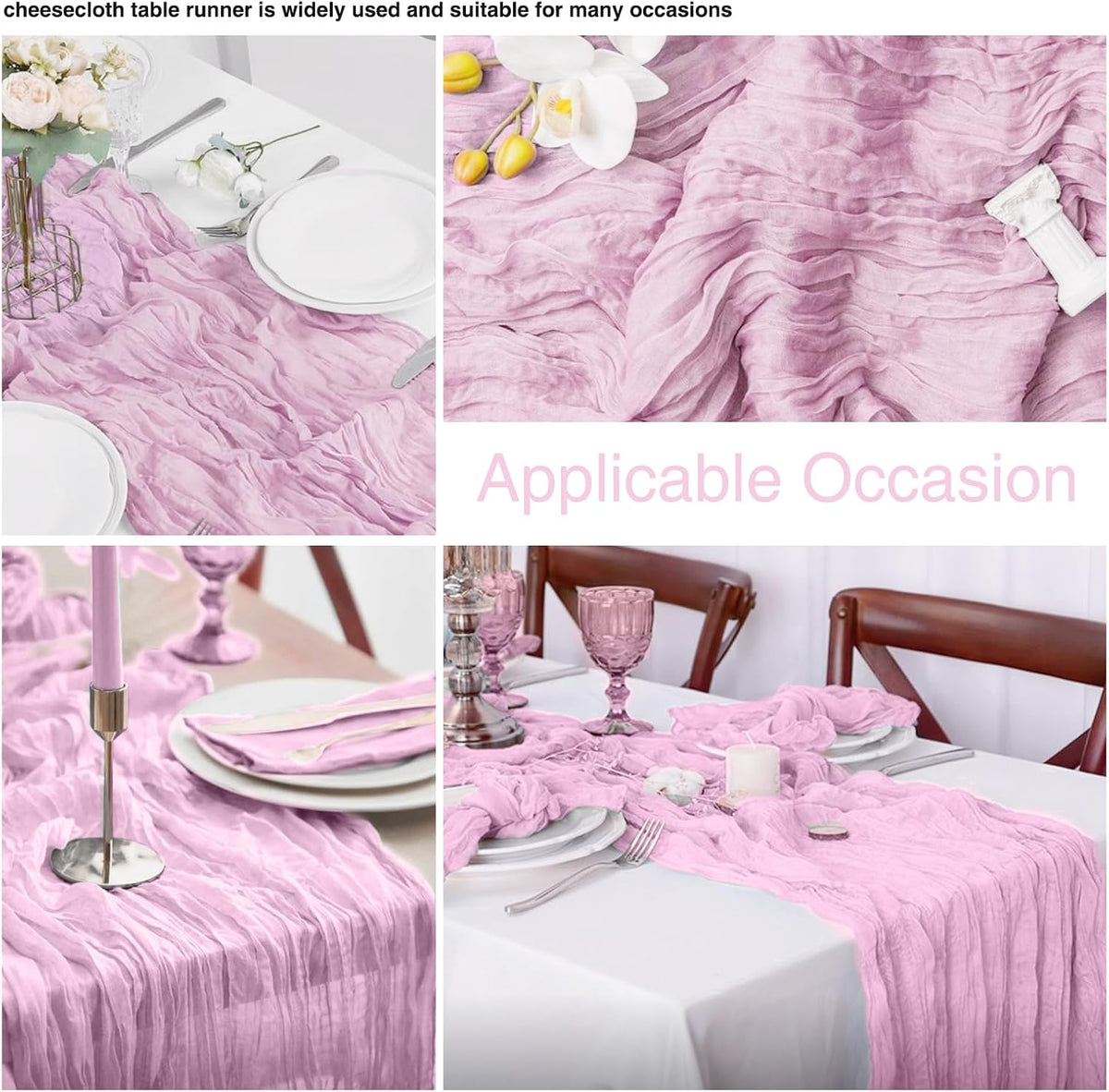 20 Pack Light Pink Cheesecloth Table Runner 17x108 Inch Boho Wrinkled Sheer Gauze Cheese Cloth