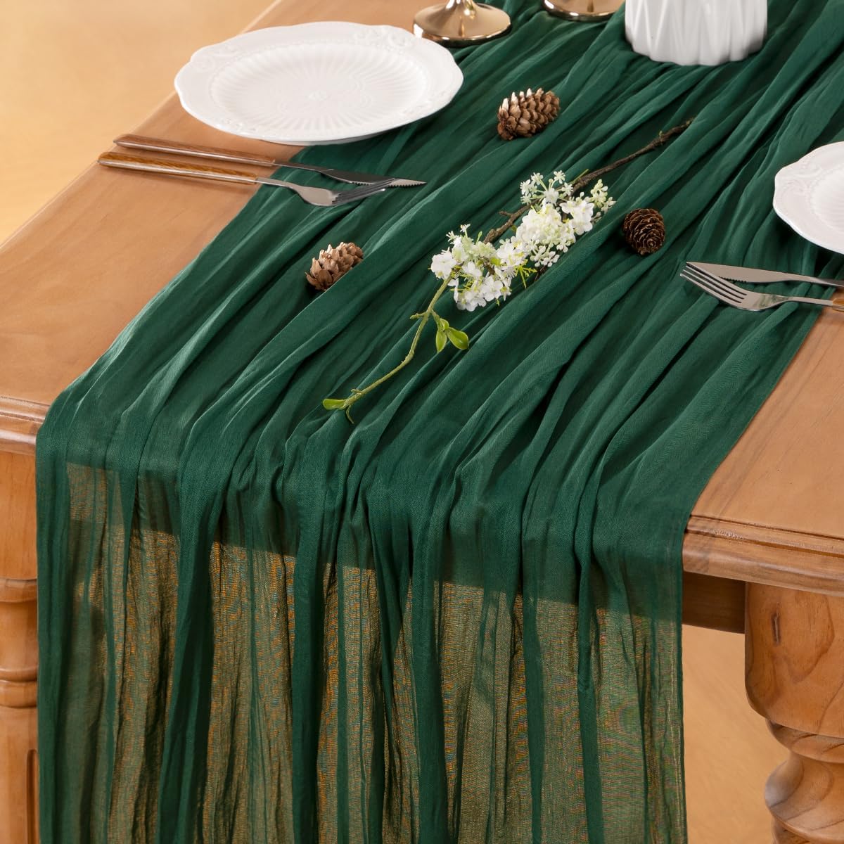 Emerald Green Table Runner Cheesecloth Table Runner 10FT Farmhouse Table Runners 120 Inches Fall