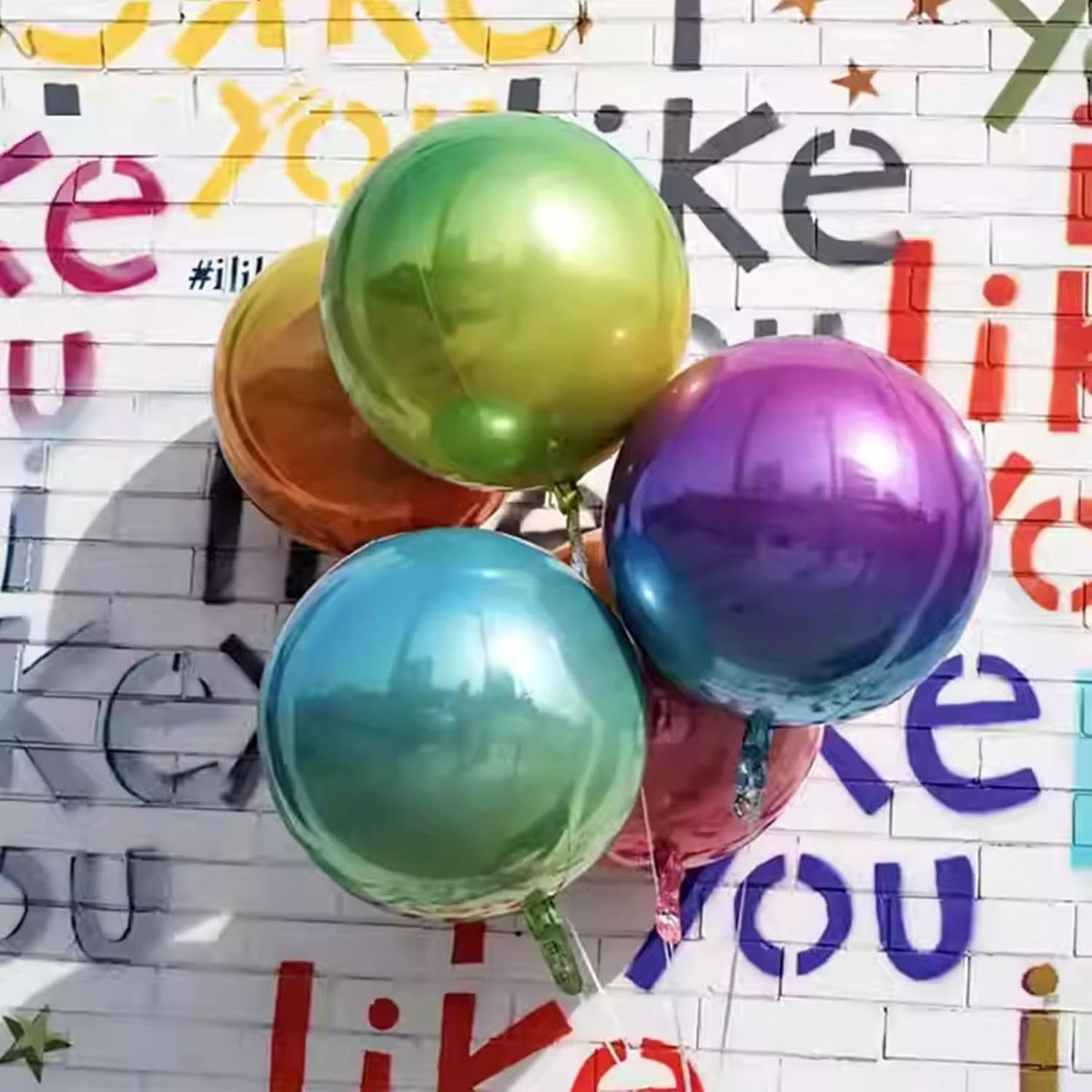 6Pcs Gradient Green Round Foil Balloons,Giant 4D Round Ball Balloon,22 Inch Green Balloons for