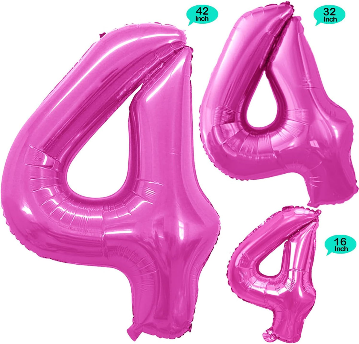 GOER Pink Foil Balloons Number 4,Huge Number Balloons for 4th 44th Birthday Party Supplies