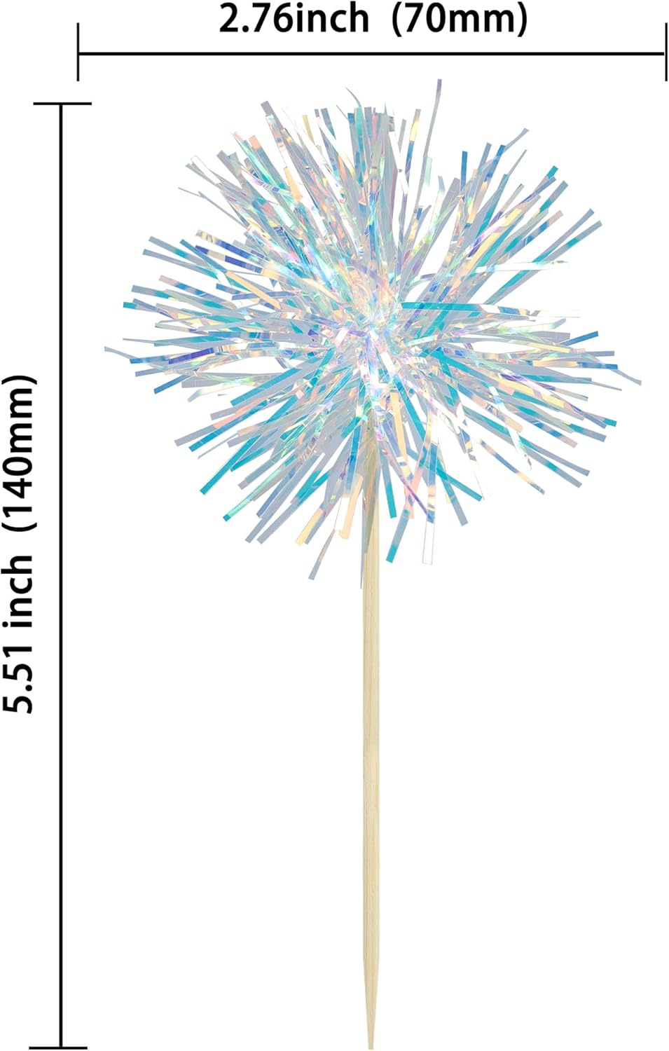 Gyufise 30Pcs Foil Firework Cupcake Toppers Sparkle Tinsel Cake Toppers Tinsel Drink Cake
