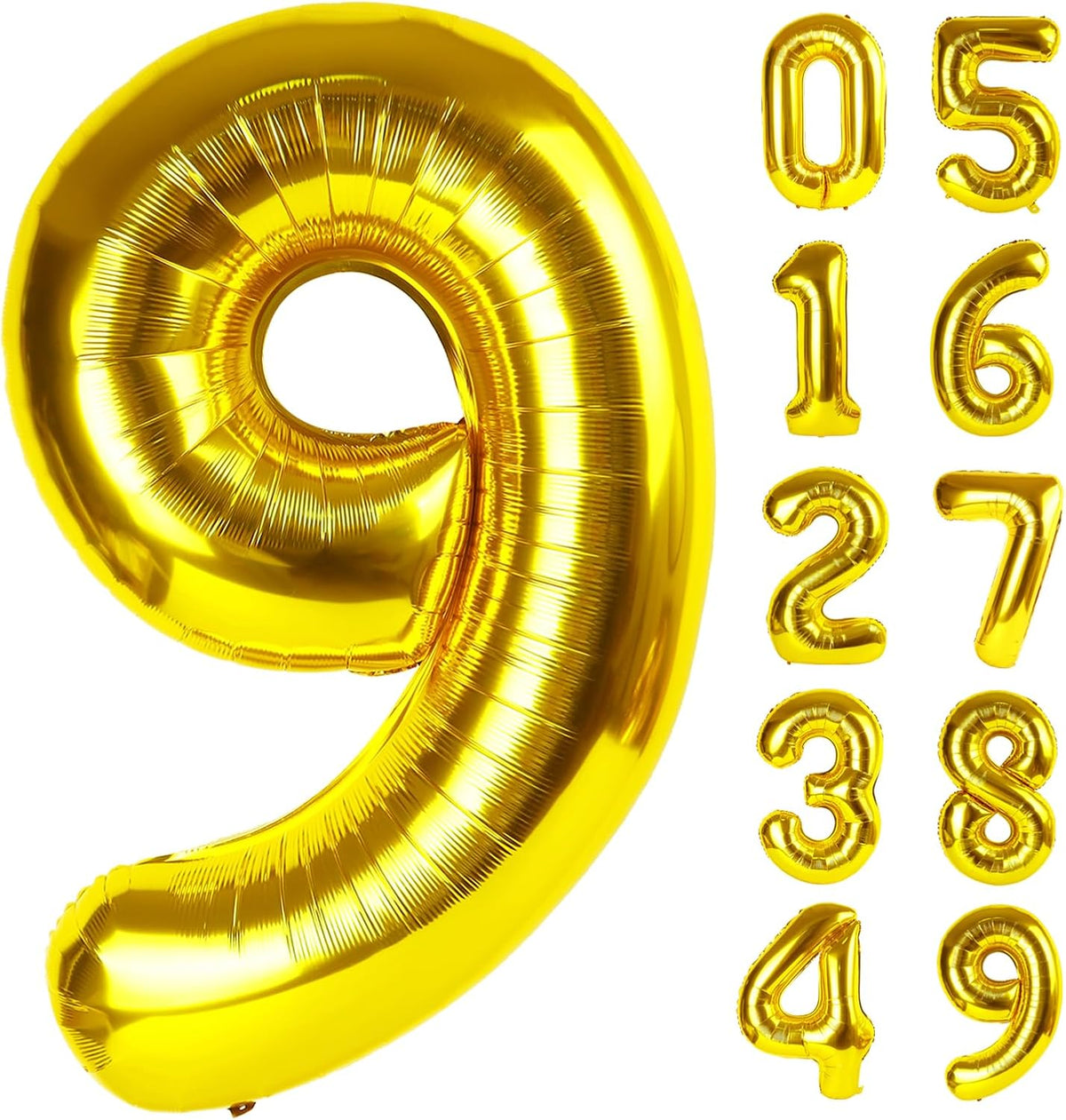 40 Inch Number Balloons Gold 9 Balloons, 9 Birthday Decorations, Baby Girl Boy 9 19 29 39 Birthday