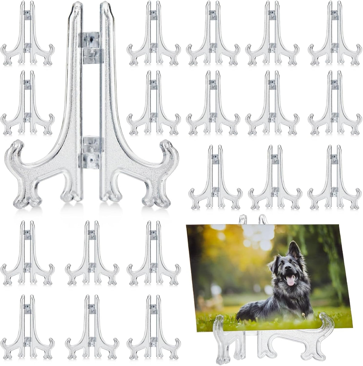 Juvale Mini Acrylic Easel Stands - 24-Pack, 3-Inch Clear Plastic - Display Stands for Collectibles