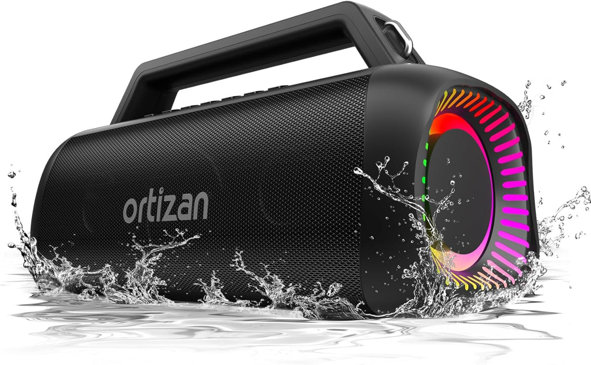 Ortizan Portable Bluetooth Speaker Loud, 80W Peak, Bass Up, 20H Playtime, IPX7 Waterproof, RGB