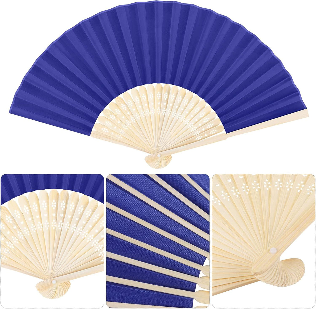 Aneco 18 Pieces Handheld Fans Cloth Hand Fans Bamboo Folding Fans for Wedding Decoration, Church