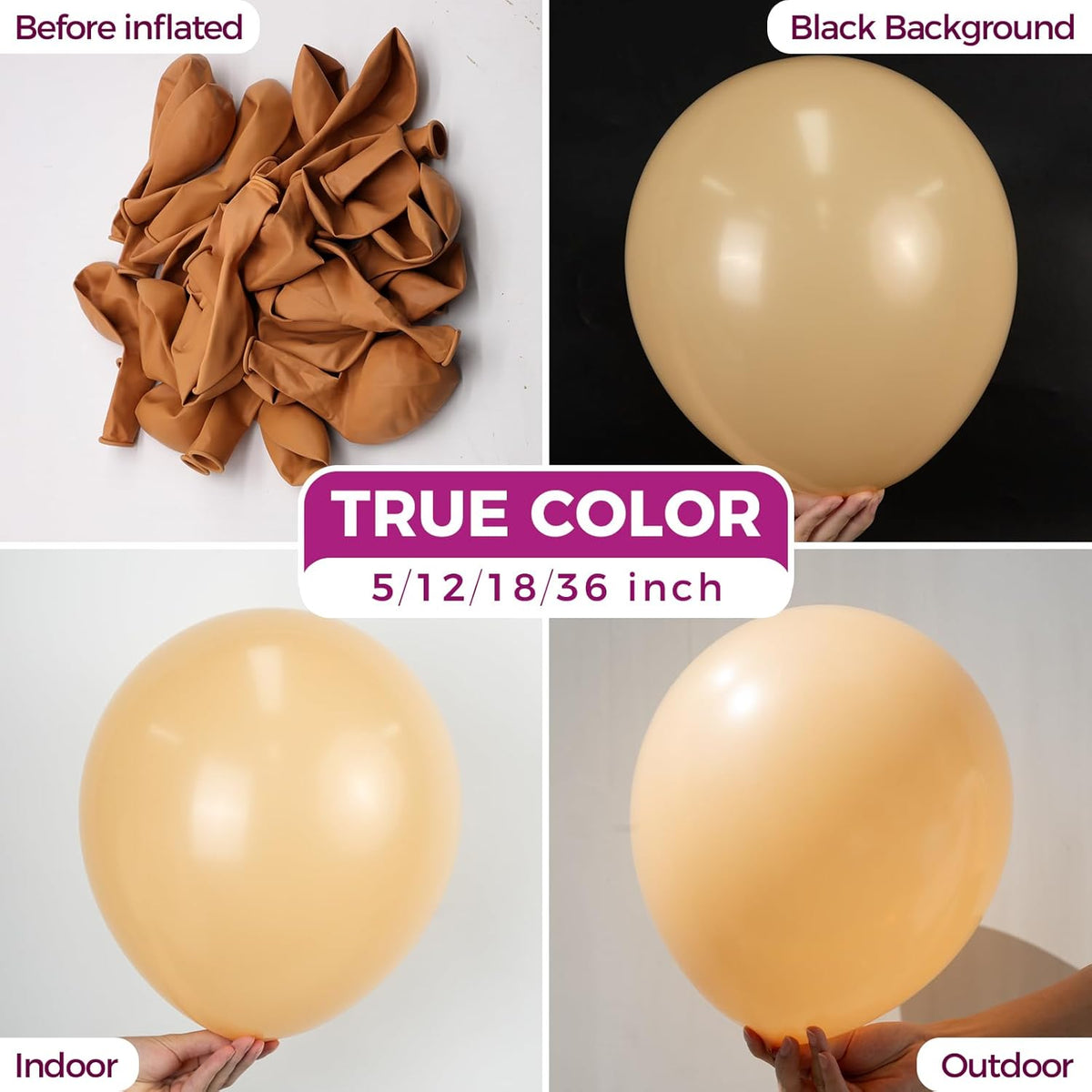 Bezente Nude Balloons Latex Party Balloons - 100 Pack 12 inch Round Helium Sand Nude Balloons for