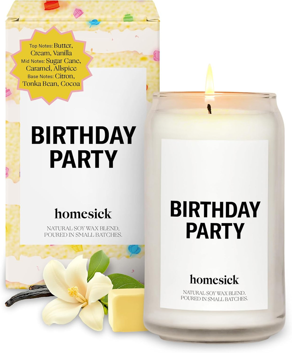 Homesick Scented Candles for Home (Birthday Party) - 13.75 oz Long-Lasting Natural Soy Wax Blend