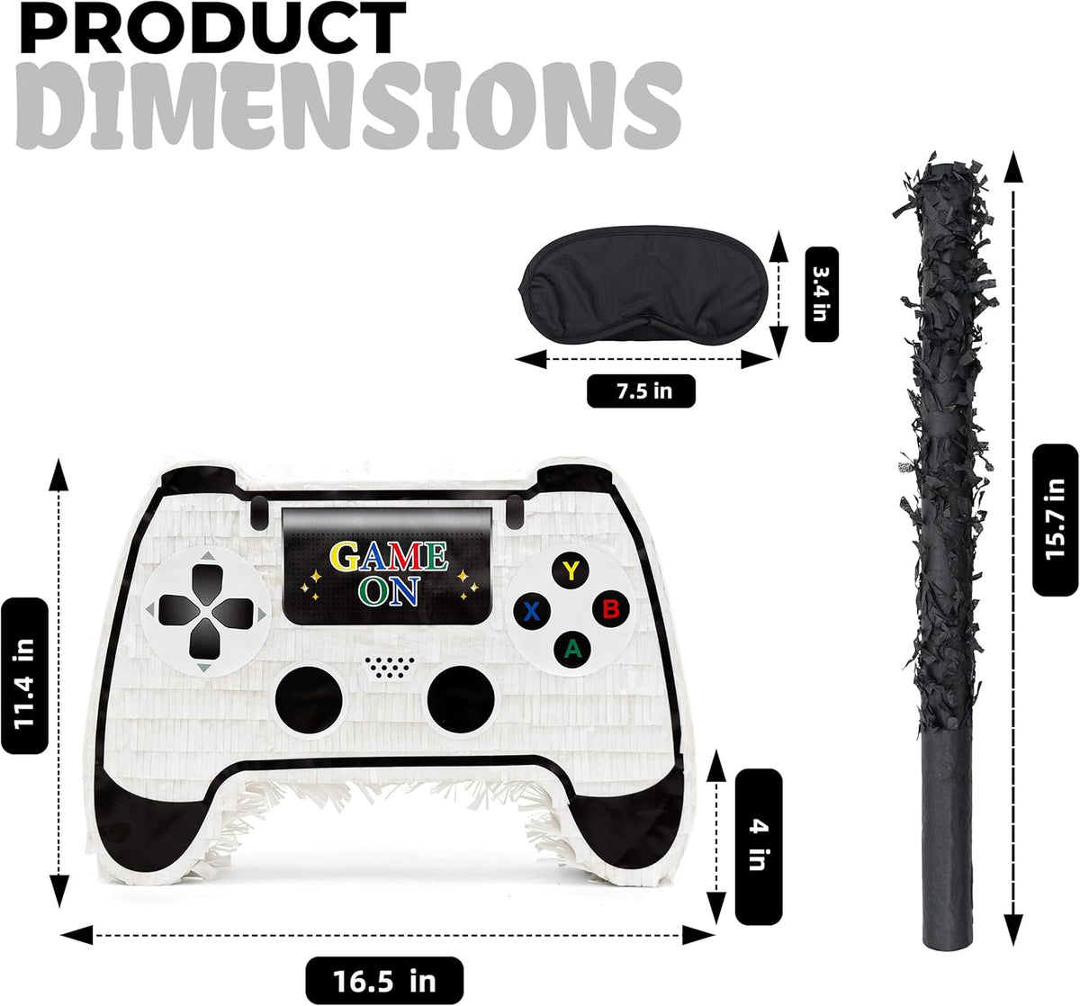 White Game Controller Pinatas Bundle with a Blindfold and a Bat(16.5 x 12 x 3.5 Inches), Perfect