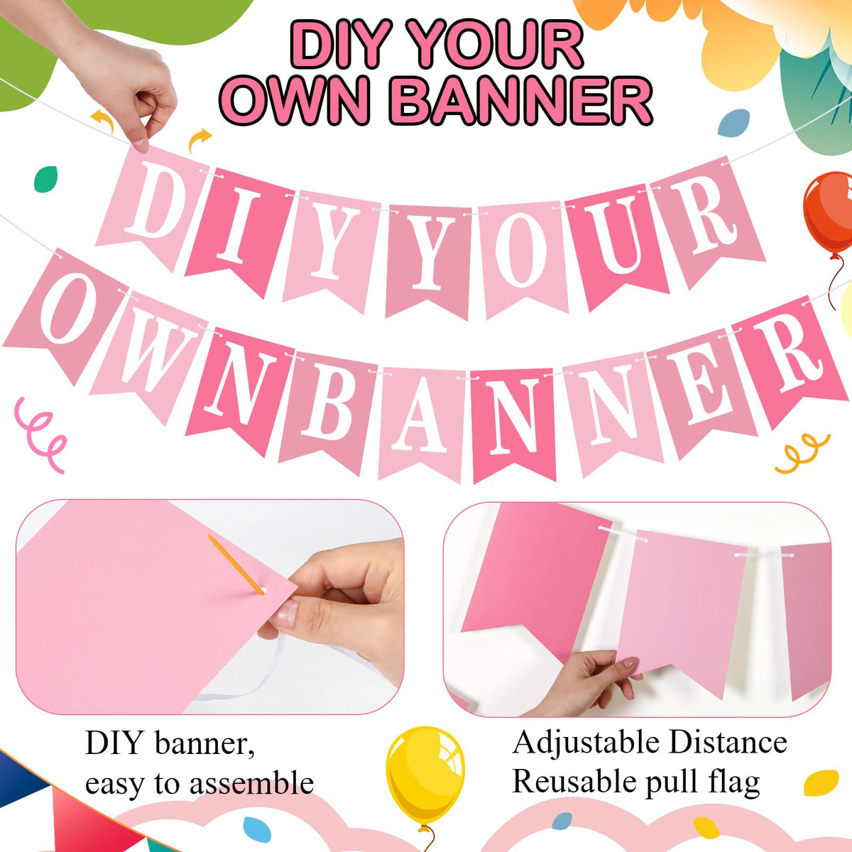 Mooliwe 171 Pcs DIY Custom Banner Kit Make Your Own Customizable Sign for Birthday Wedding Party