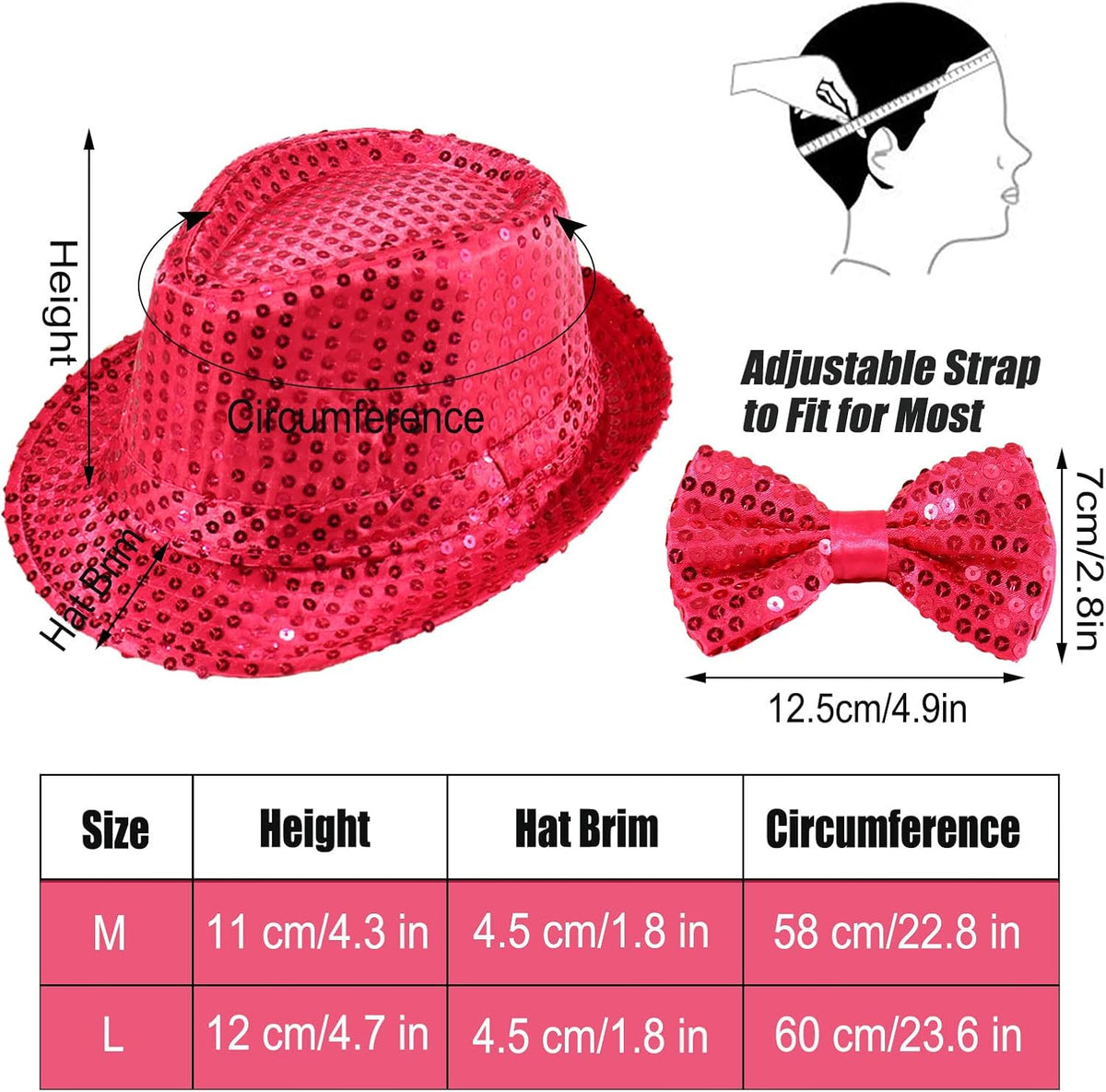 10 Pcs Unisex Sequin Fedora Hat Sequin Bow Ties Set Bling Retro Dance Jazz Cap Funky Party Costume