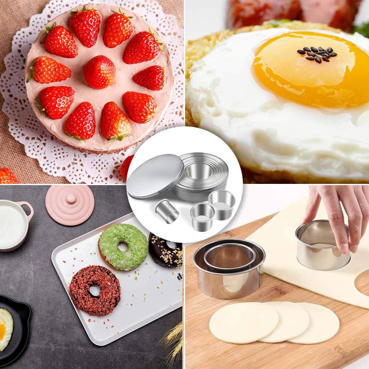 12 Pieces Round Cookie Cutters Set Stainless Steel Cookie Cutter Set Biscuit Plain Edge Round