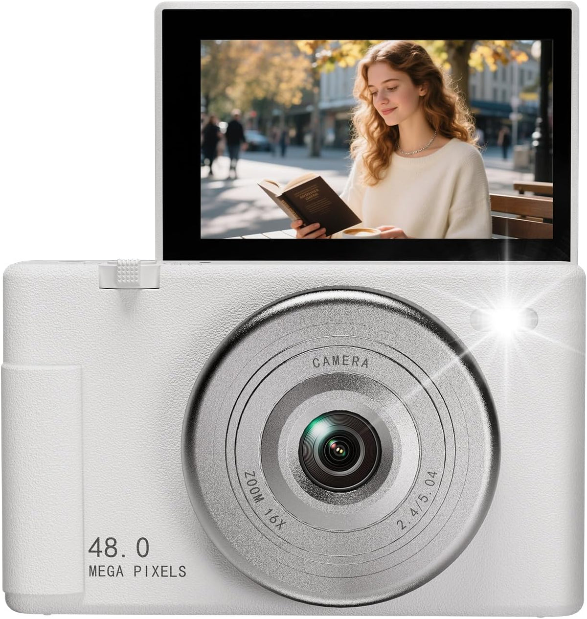 2K Digital Camera with 48MP Multi-Filter 16X Zoom Anti Shake, 3" LCD Screen Compact Vlogging Camera