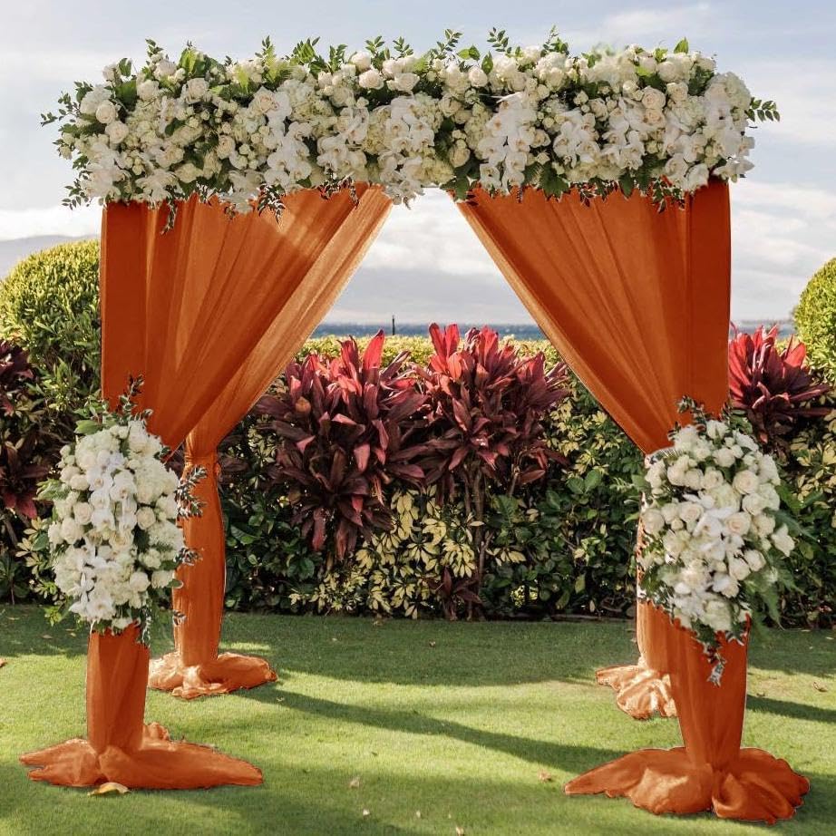 Wedding Arch Draping Fabric 1 Panel 30'' x 18FT Terracotta Sheer Chiffon Arch Drapery for Photo