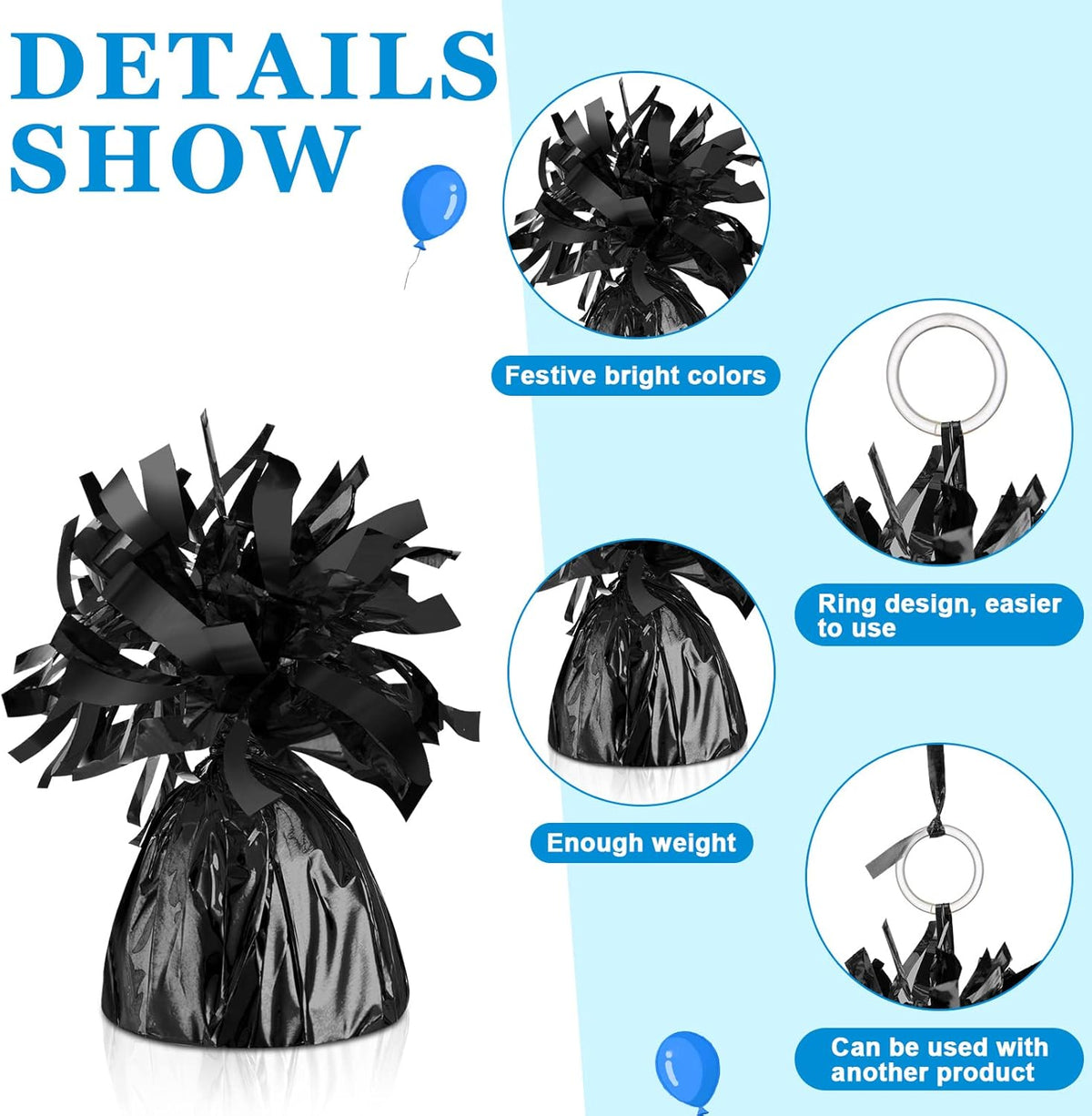 24 Pcs Balloon Weights Metallic Anchor Balloon Holder for Helium Balloons Heavy Table Weights and 1