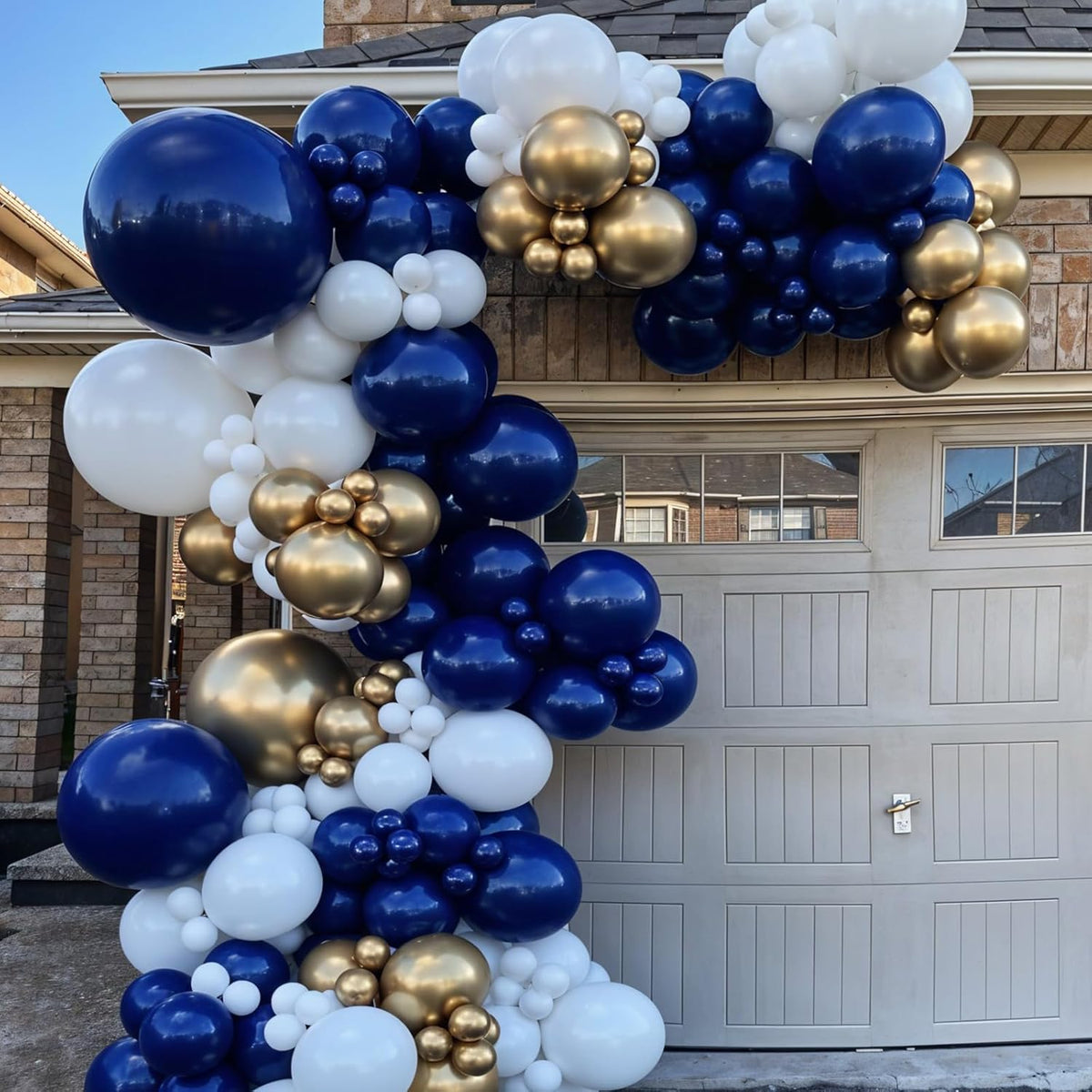Blue and Gold Balloons, 50pcs Metallic Blue Gold Balloons, Navy Macaron Balloon Confetti Balloon
