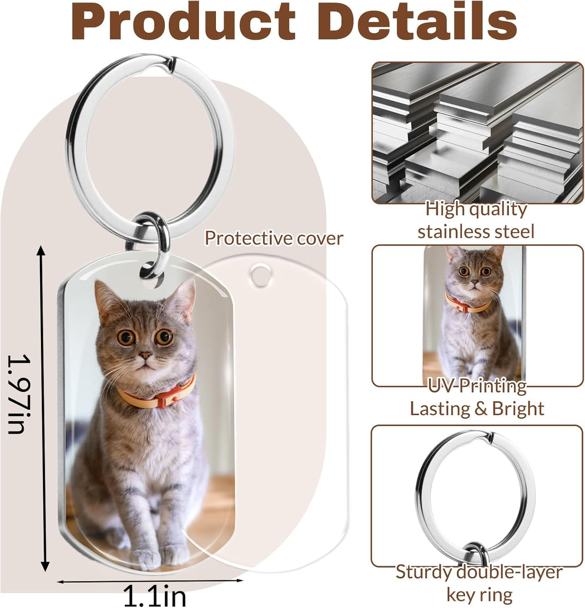 Custom Dog Memorial Photo Keychain Personalized Sympathy Gifts for Loss of Dog Memorial Passing