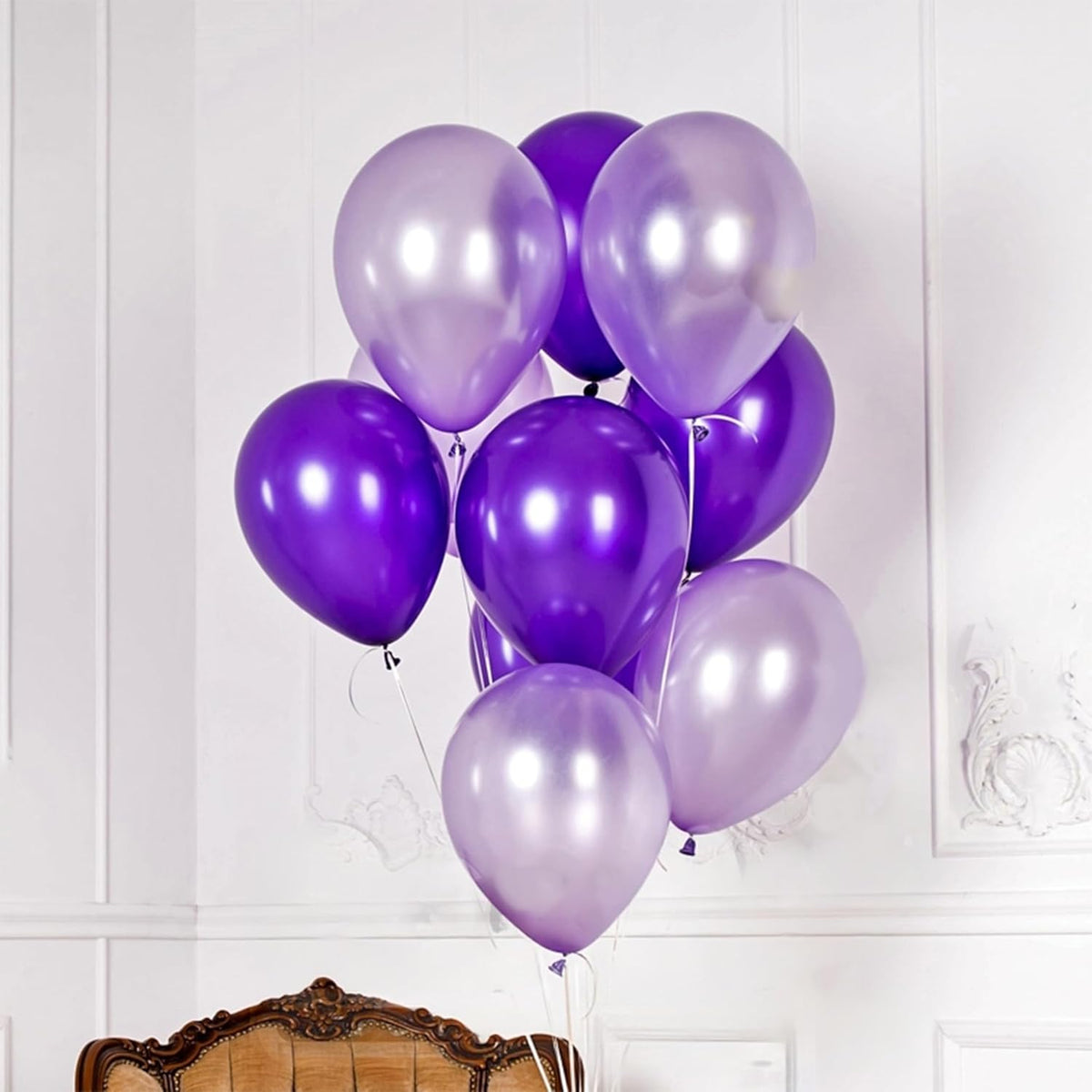 Togvu Purple Balloons, 60 Packs 12 Inch Metallic Chrome Pearl Macaron Light Different Shades