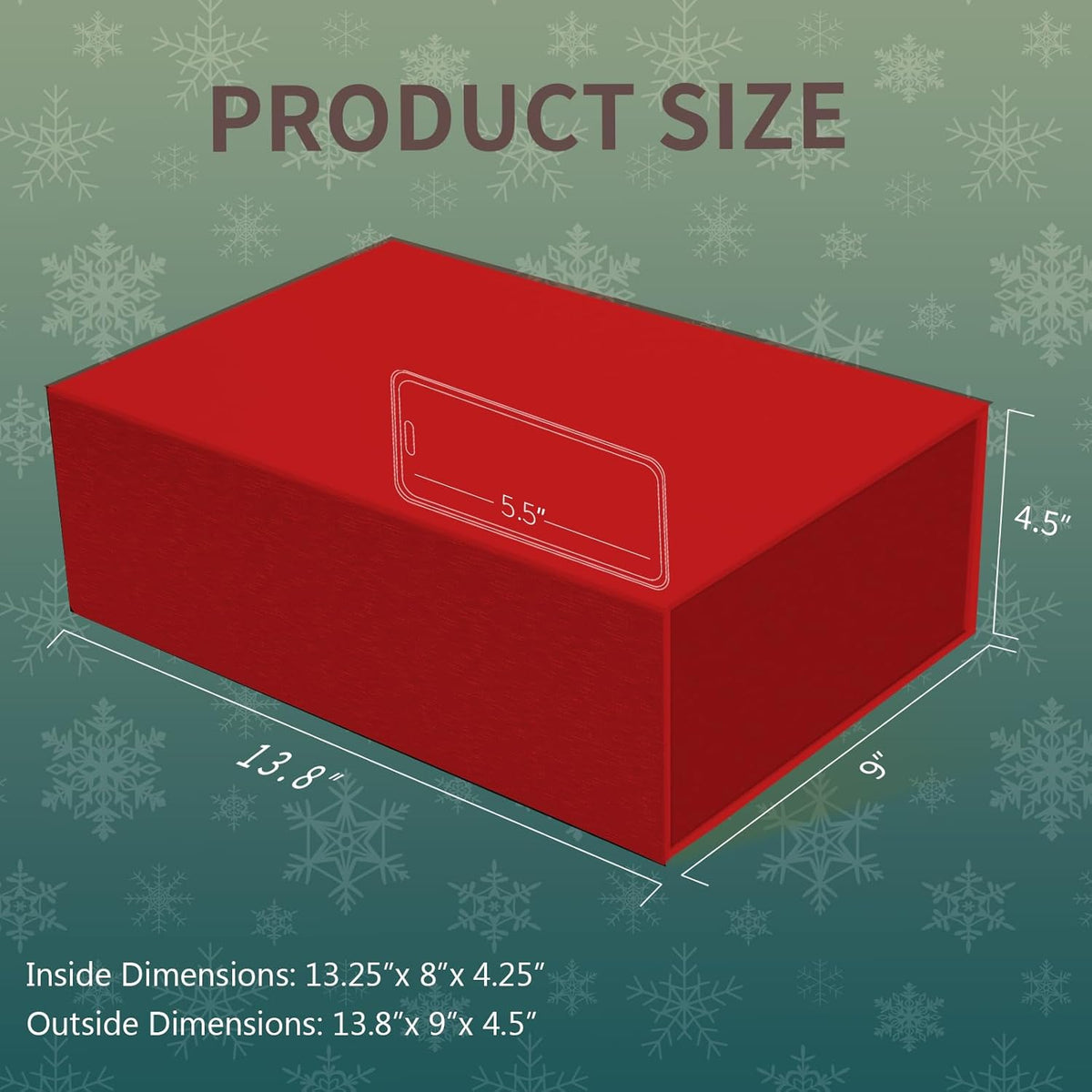 Rinrda Large Christmas Red Gift Box,13.75"x9"x4.5", Gift Boxes with Magnetic Lids for Presents