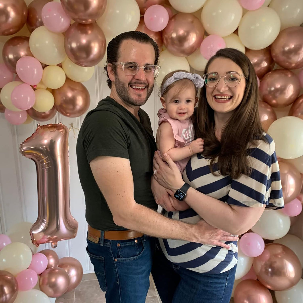 40 Inch Rose Gold Number 4 Balloon for Girls, Large Self Inflating Foil Number Balloons 0-9, Digit