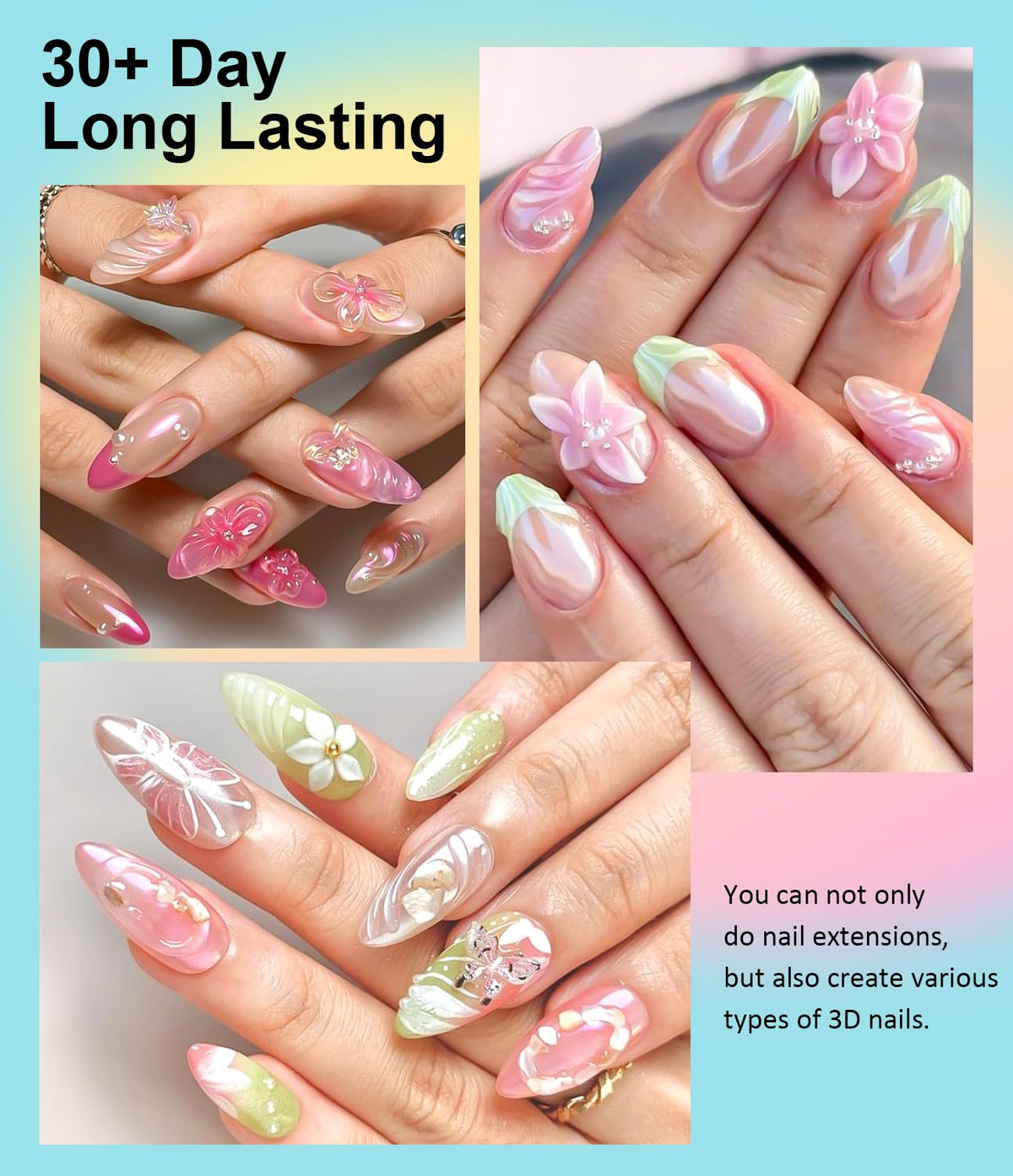 Solid Builder Gel for Nails LEDSUUEI - 2 Color Clear Pink 3D Nail Gel Sculpting Non-Sticky Hand