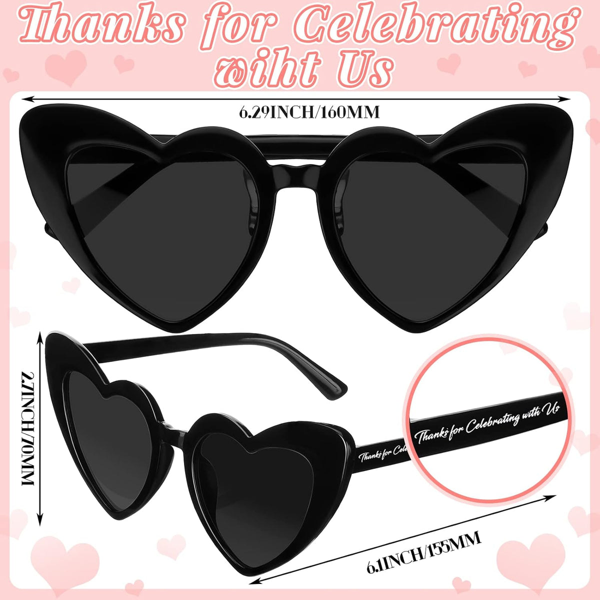 Vabean Wedding Heart Sunglasses Bulk Wedding Gifts Bachelorette Bridal Party Favors for Guests